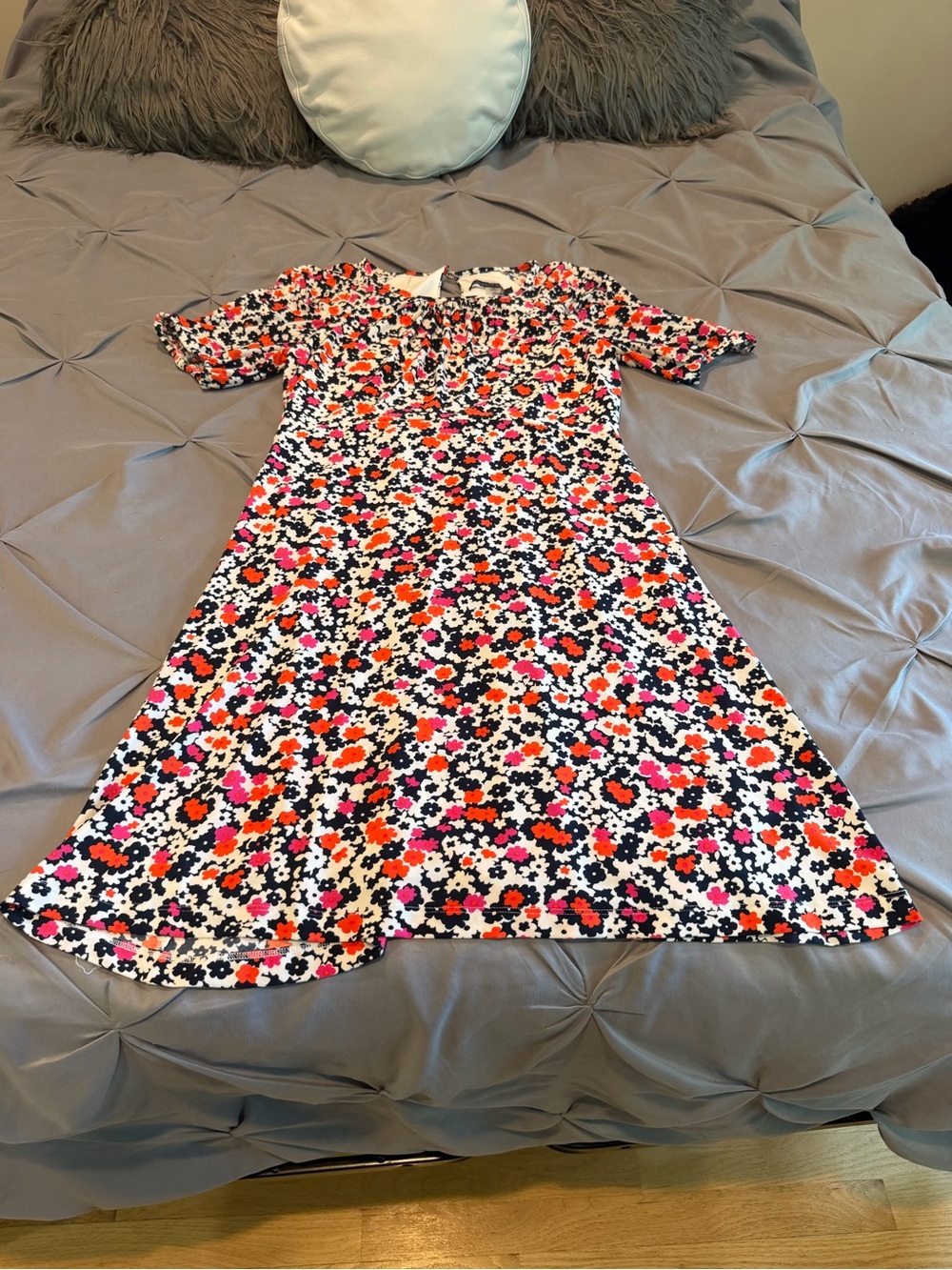 Women’s Floral A-Line Dress - Pink, Orange & Black
